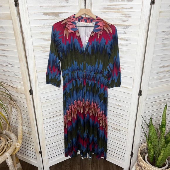 Soft SURROUNDINGS Women's Ancient Isle Shirt Dress Multicolor NEW Medium Petite - Picture 16 of 16